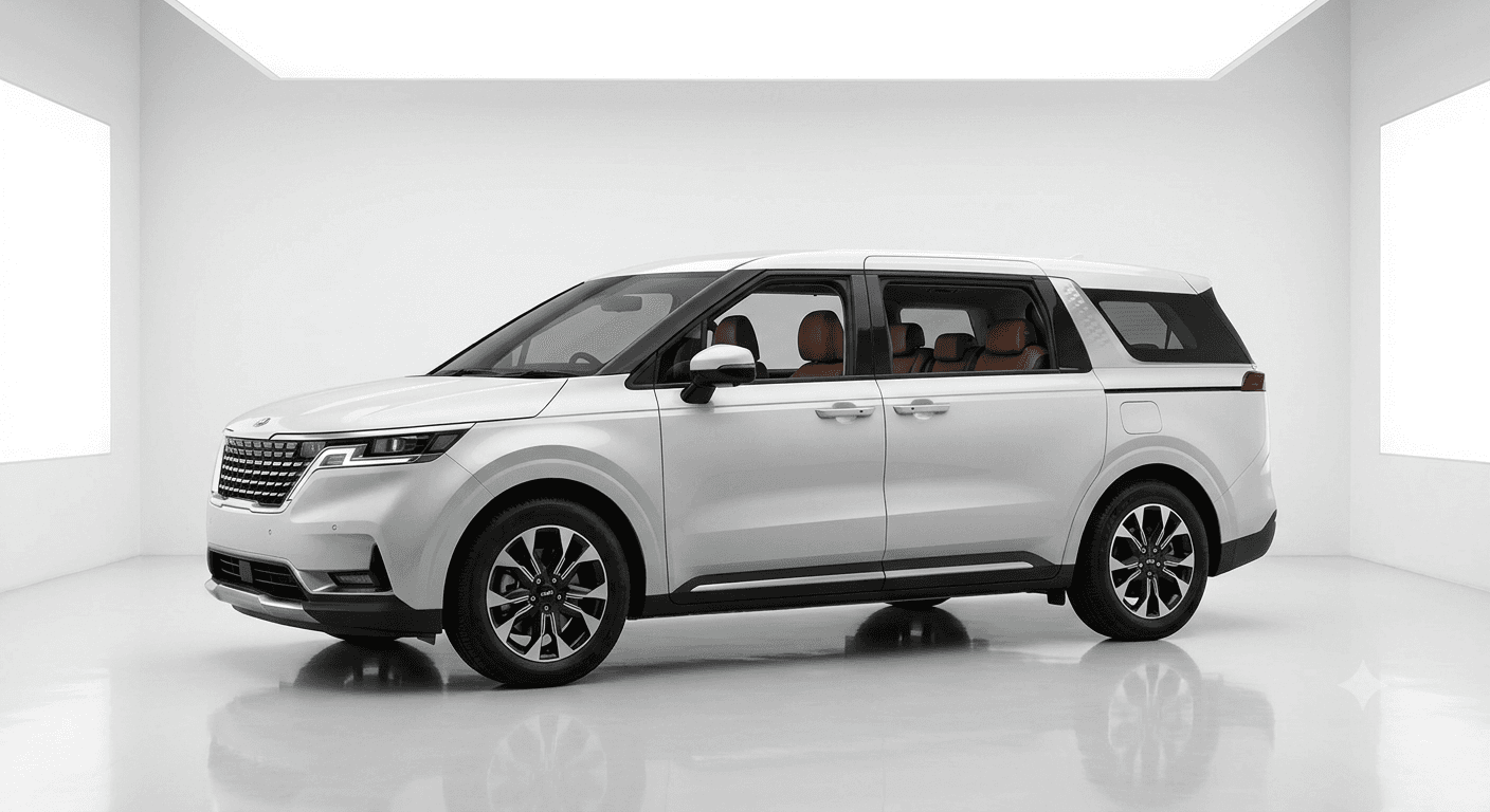 White Kia Carnival people-mover, studio shot