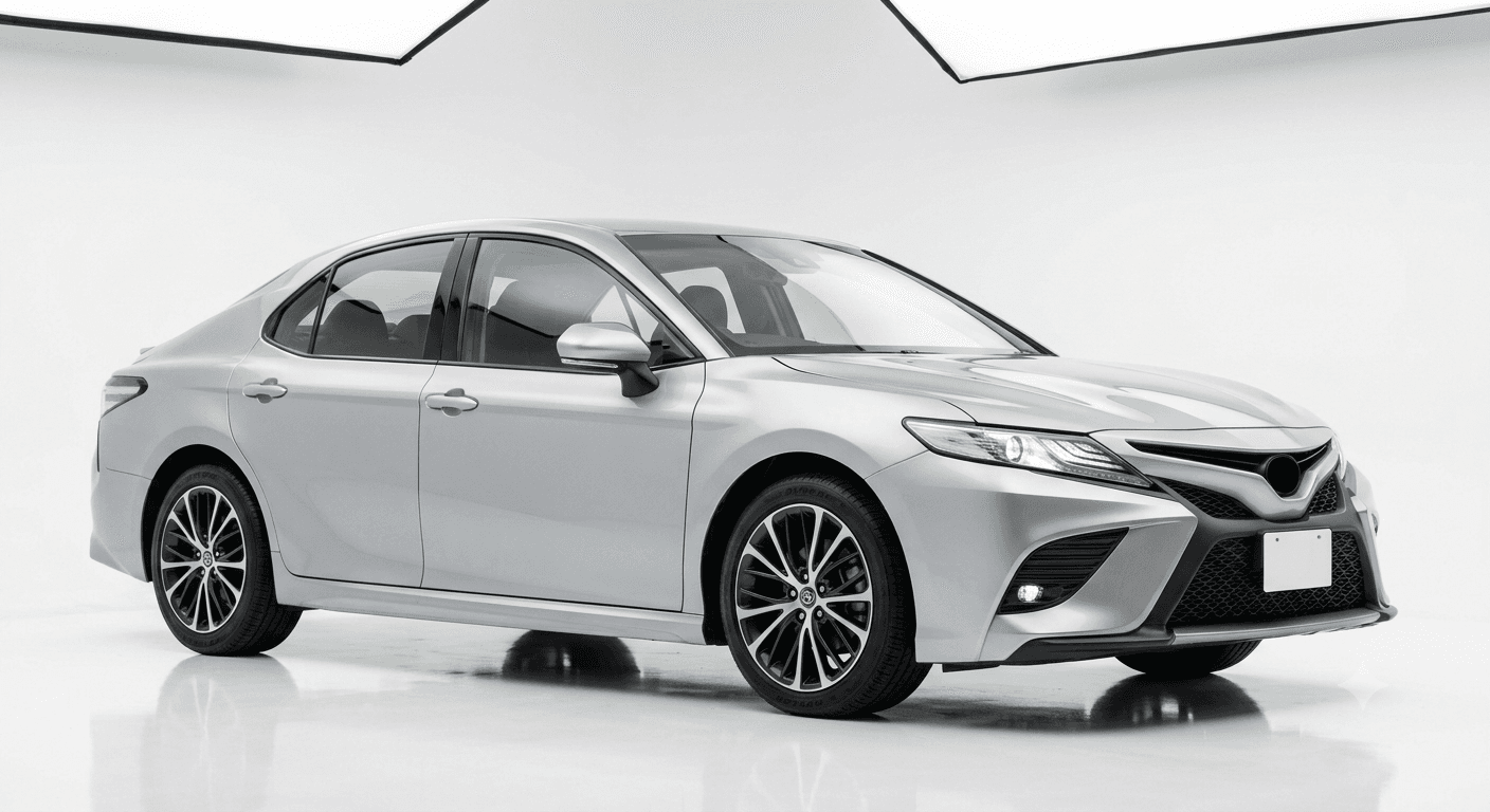 Silver Toyota Camry sedan, studio shot
