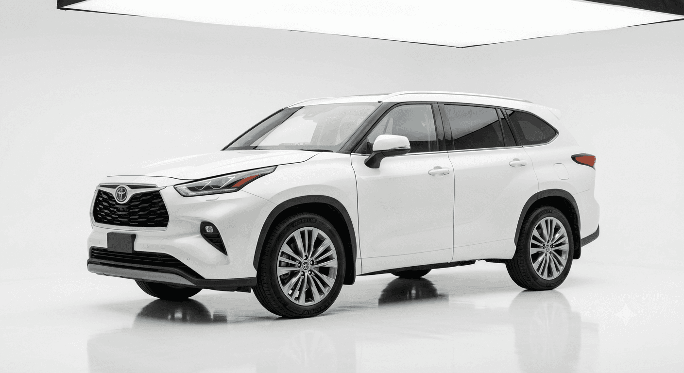 White Toyota Kluger SUV, studio shot