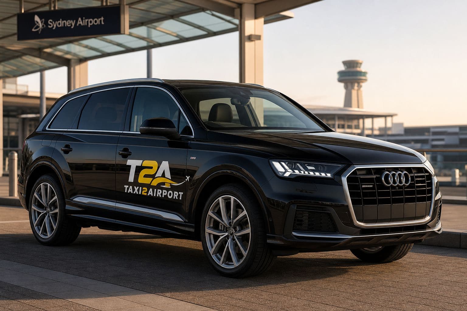 Professional taxi service vehicle ready for a city pickup